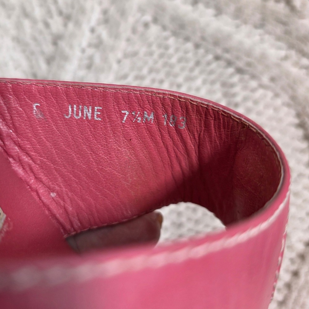 Brighton June Sandals Pink Leather Heart Thong Flip Flops Womens 7.5 Excellent - Picture 5 of 5